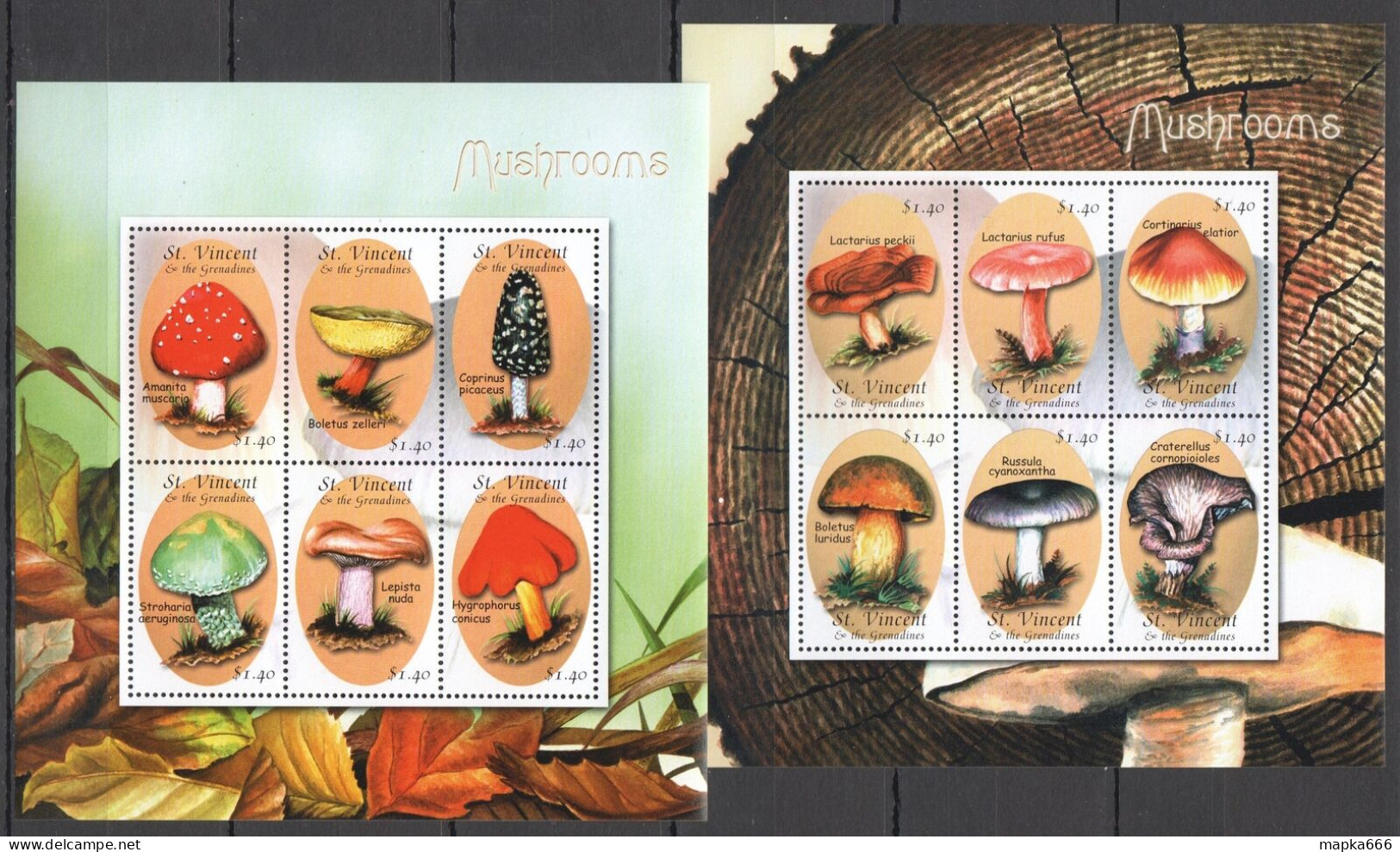 B1225 St. Vincent Nature Flora Mushrooms 2Kb Mnh - Hongos