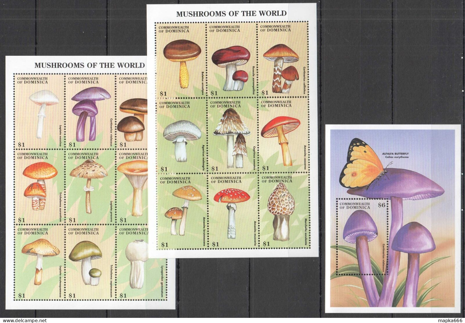 B1200 Dominica Flora Nature Mushrooms Of The World !!! 2Kb+1Bl Mnh - Pilze