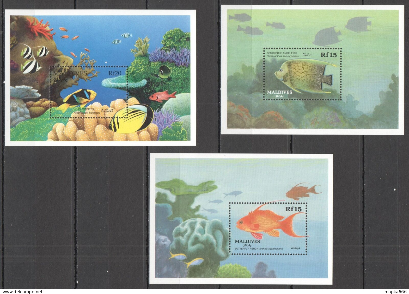 B1228 Maldives Fish & Marine Life Fauna 3Bl Mnh Stamps - Meereswelt