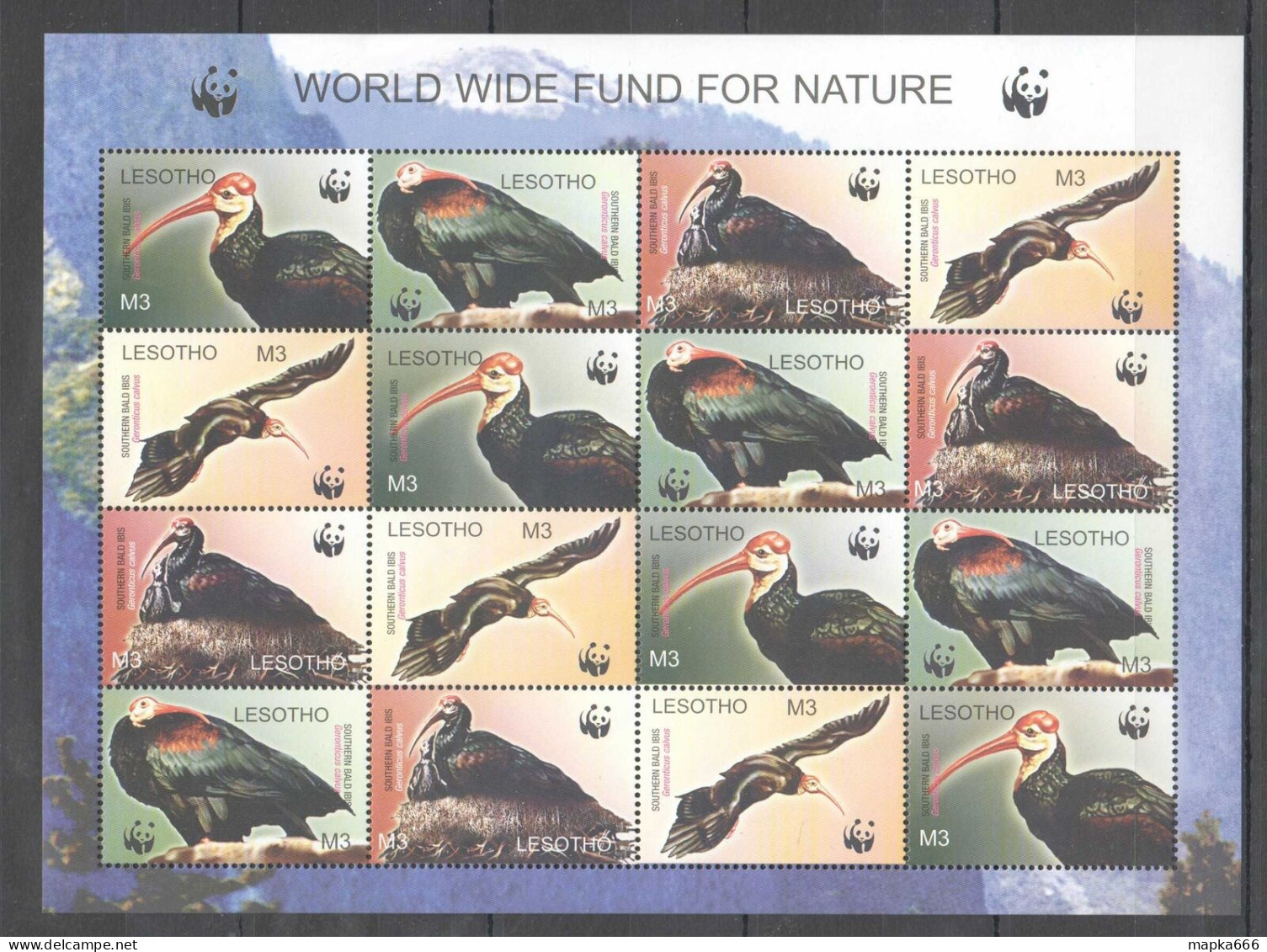 B1216 2004 Lesotho Wwf Fauna Birds Bald Ibises ! 1Sh Mnh - Sonstige & Ohne Zuordnung