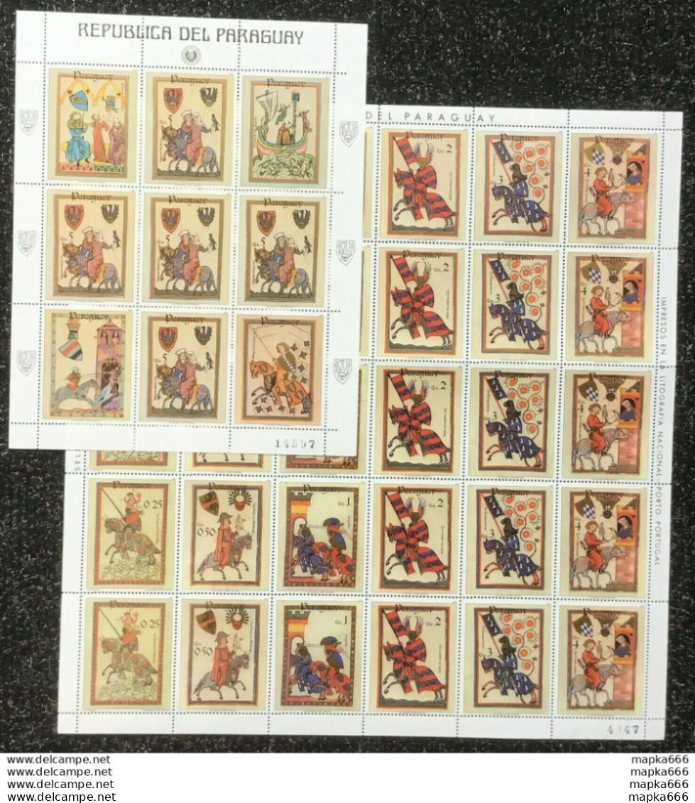 Ec168-169 1983 Paraguay Art Horses Knights Michel 49 Euro Big Sh Folded In 2+Kb Mnh - Other & Unclassified