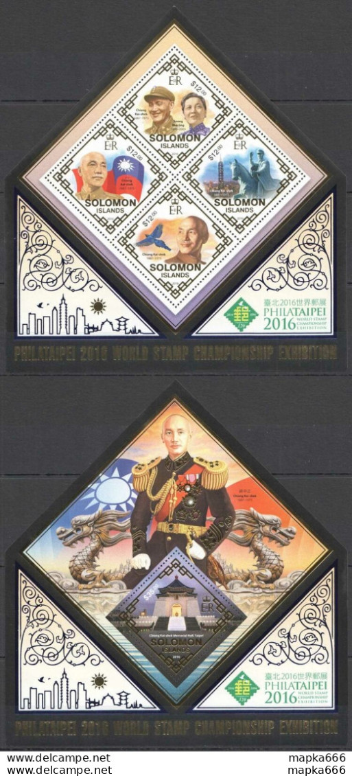 Ls826 2016 Solomon Islands Chiang Kai-Shek Philataipei #3746-9+Bl530 ! Gold Foil - Autres & Non Classés