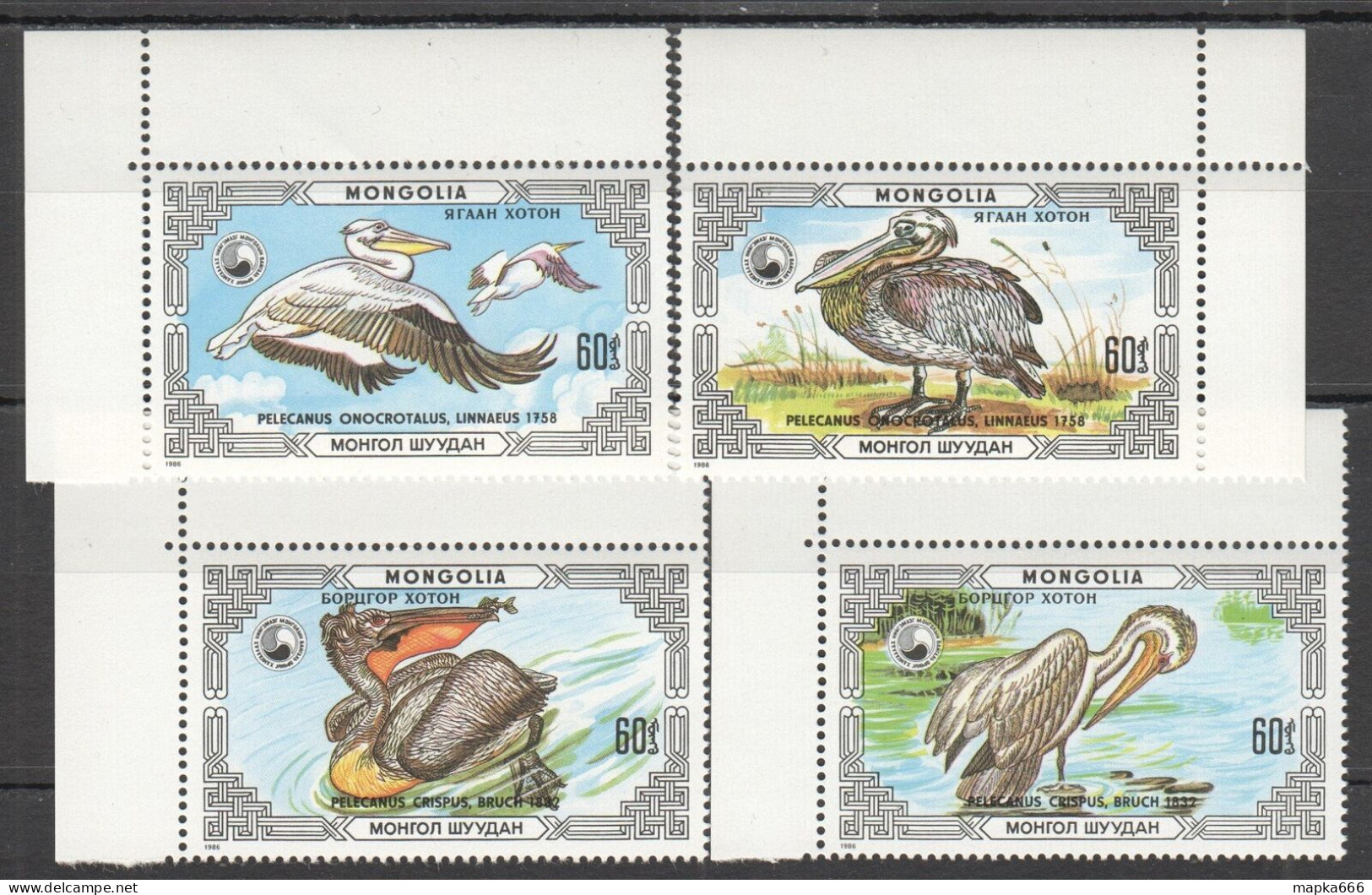 B1123 1986 Mongolia Fauna Water Birds Pelicans 1Set Mnh - Sonstige & Ohne Zuordnung