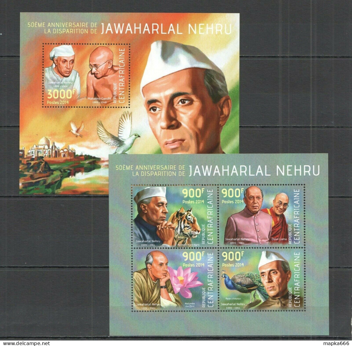 St1174 2014 Guinea-Bissau Mahatma Gandhi Jawaharlal Nehru Tigers Kb+Bl Mnh - Autres & Non Classés