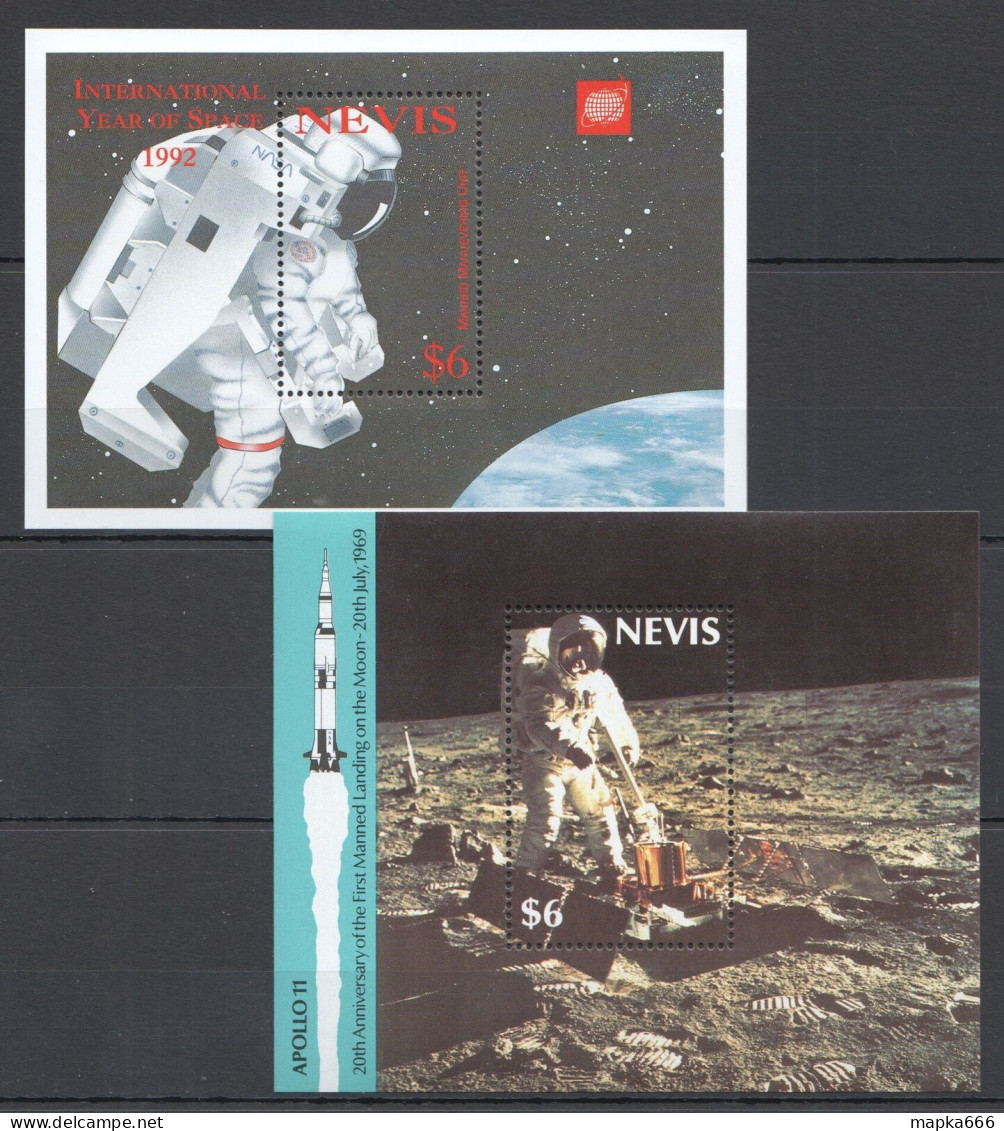 B1333 Nevis Space Apollo 11 International Year Of Space 1992 Nasa 2Bl Mnh - Otros & Sin Clasificación