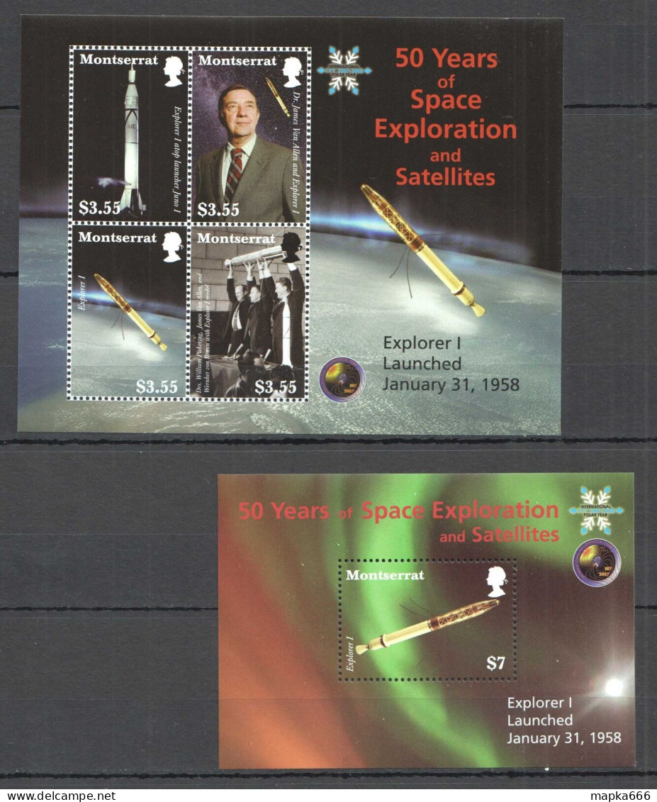 B1214 2008 Montserrat 50 Years Of Space Exploration And Satelites 1Kb+1Bl Mnh - Autres & Non Classés