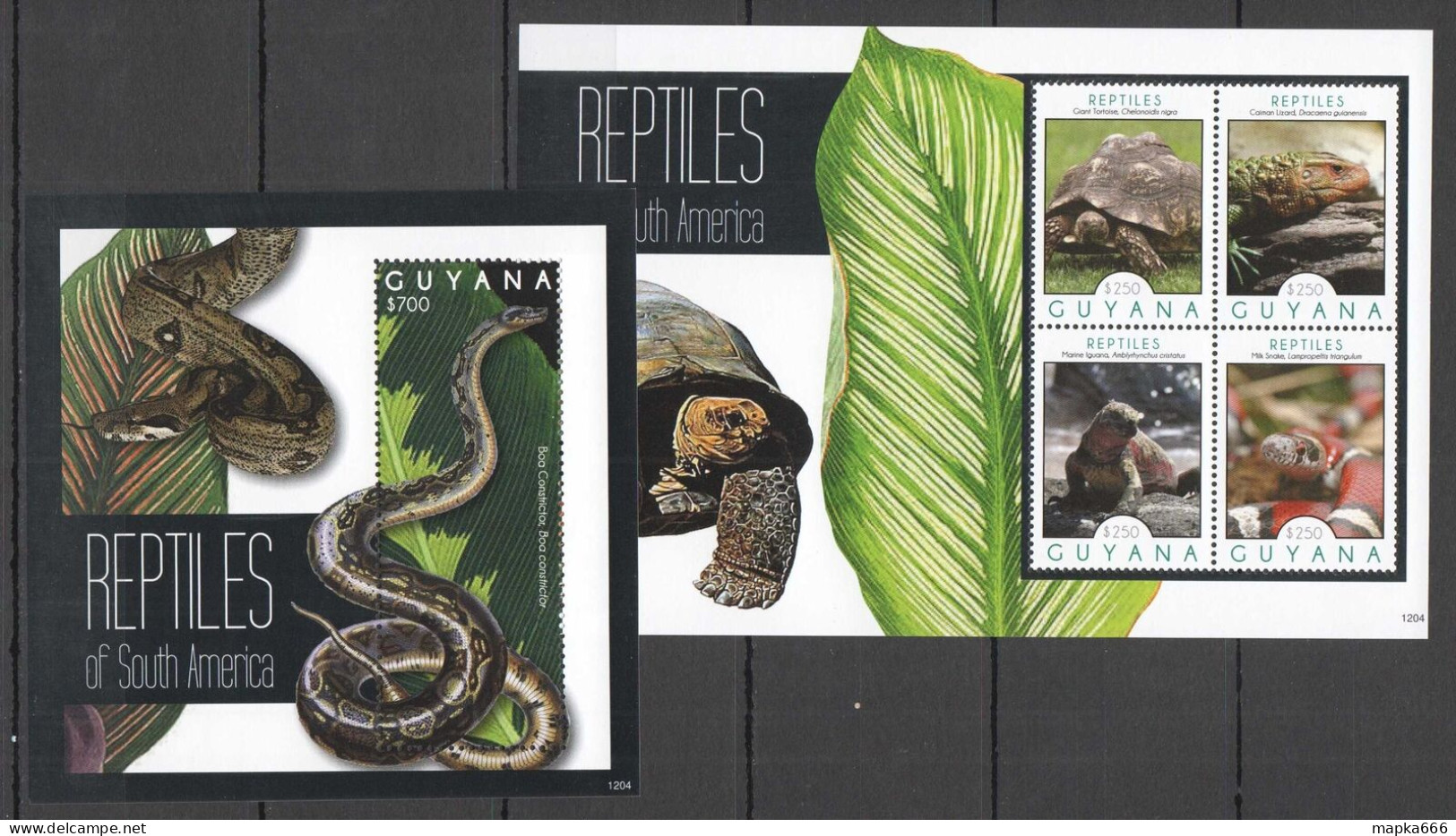 B1180 2012 Guyana Fauna Reptiles Of South America Turtles Snakes Kb+Bl Mnh - Andere & Zonder Classificatie