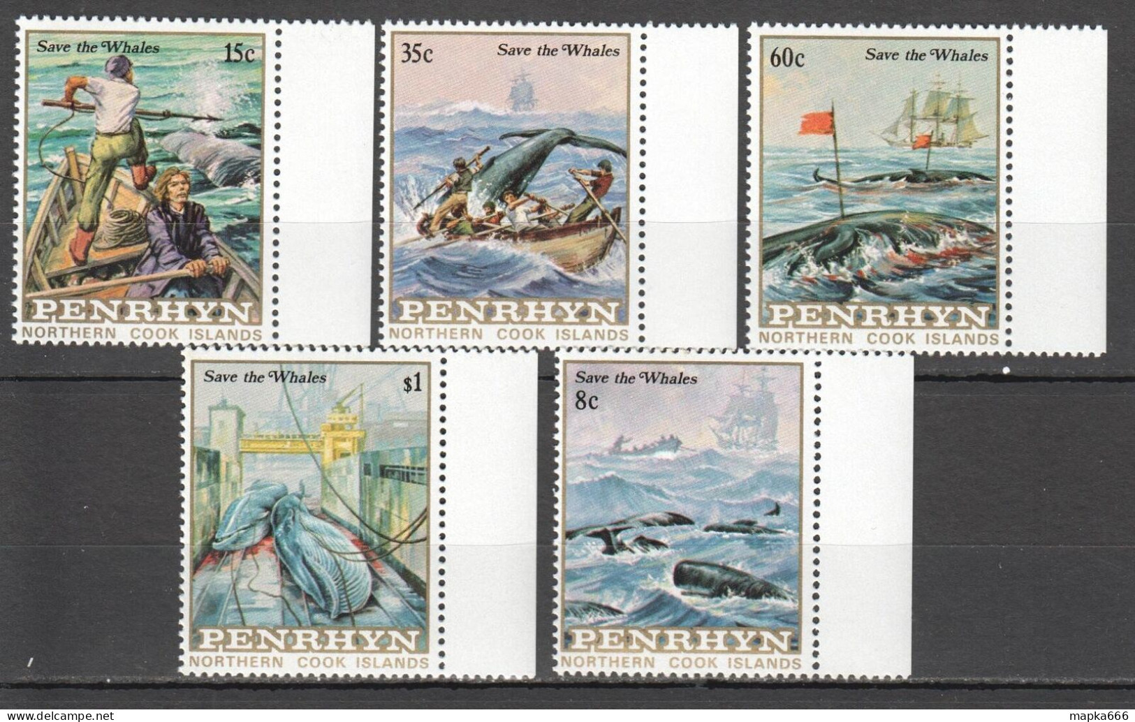 B1343 1983 Penrhyn Northern Cook Islands Marine Life Save The Whales 1Set Mnh - Meereswelt