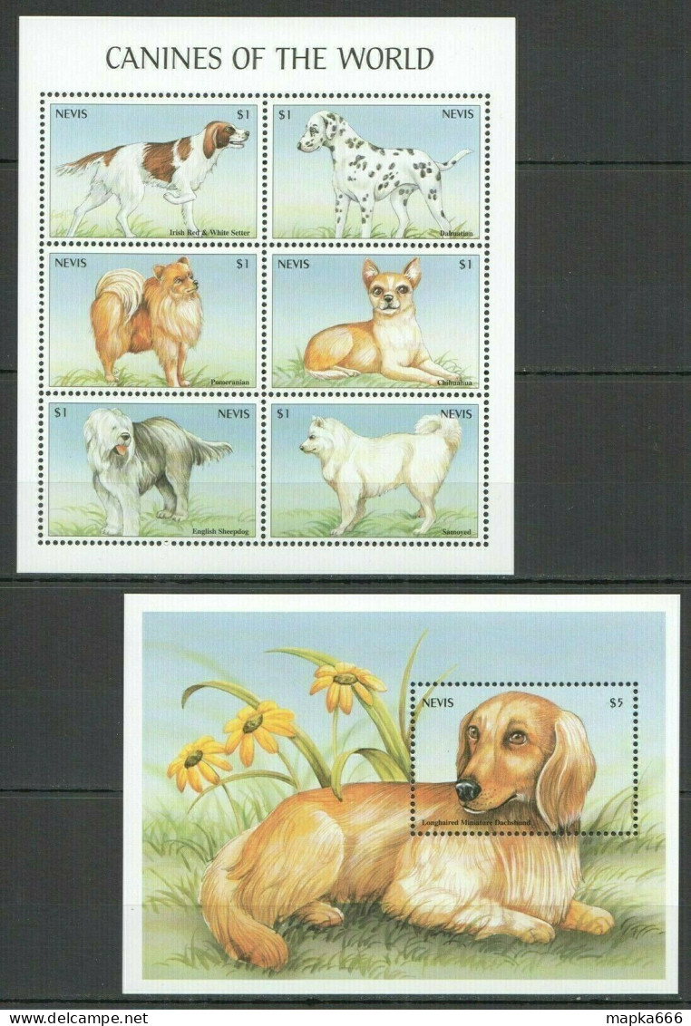 B1241 Nevis Fauna Pets Dogs Canines Of The World 1Kb+1Bl Mnh - Cani
