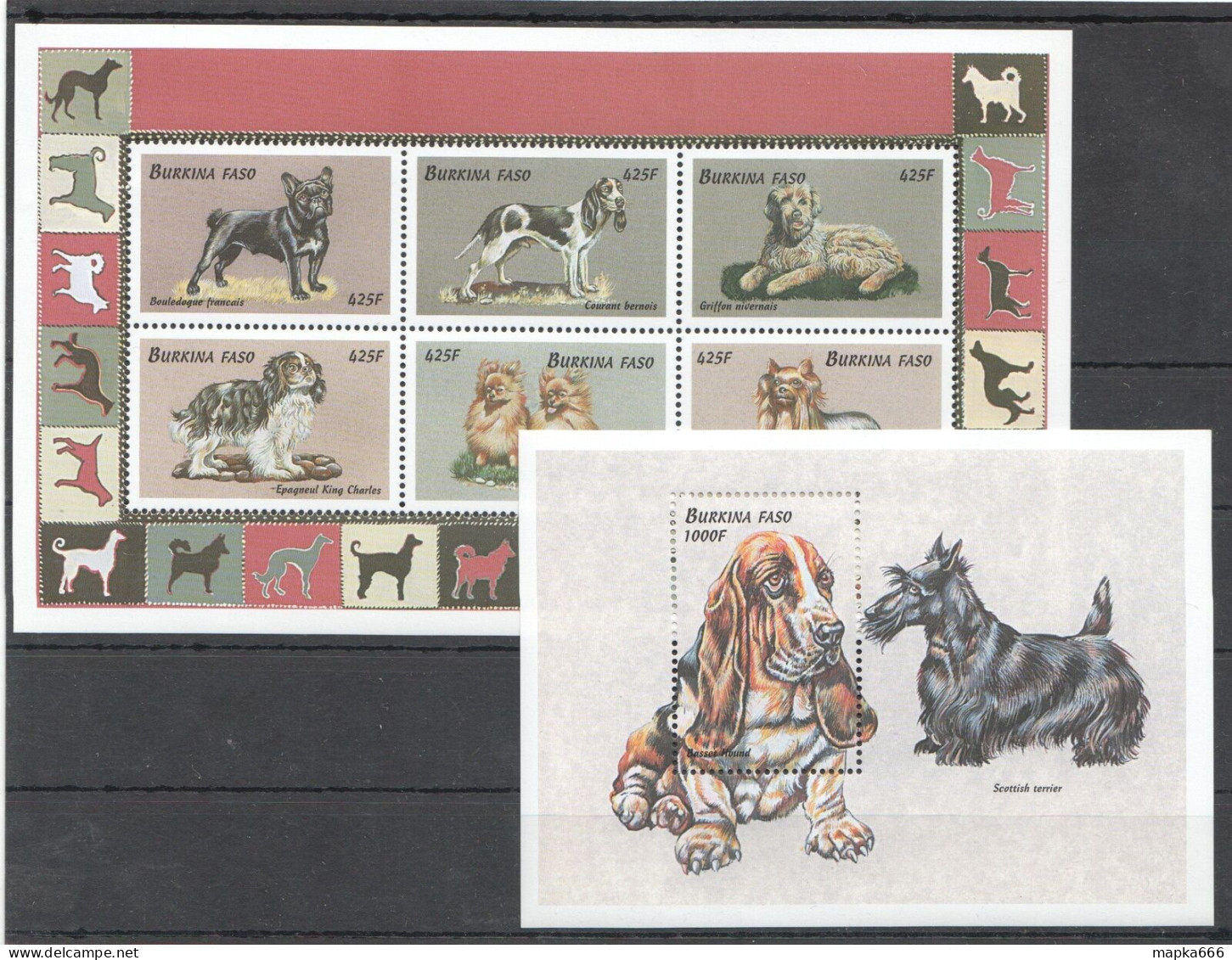 B1299 Burkina Faso Fauna Domestic Animals Dogs 1Kb+1Bl Mnh - Chiens