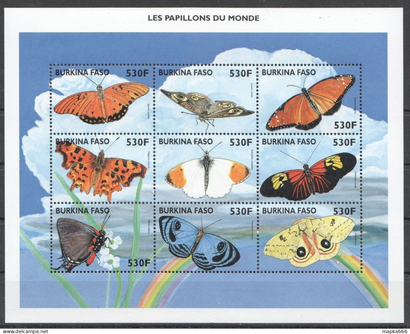 Nw0608+Pk279 Burkina Faso Fauna Butterflies Les Papillons Du Monde !!! 2Kb Mnh - Schmetterlinge
