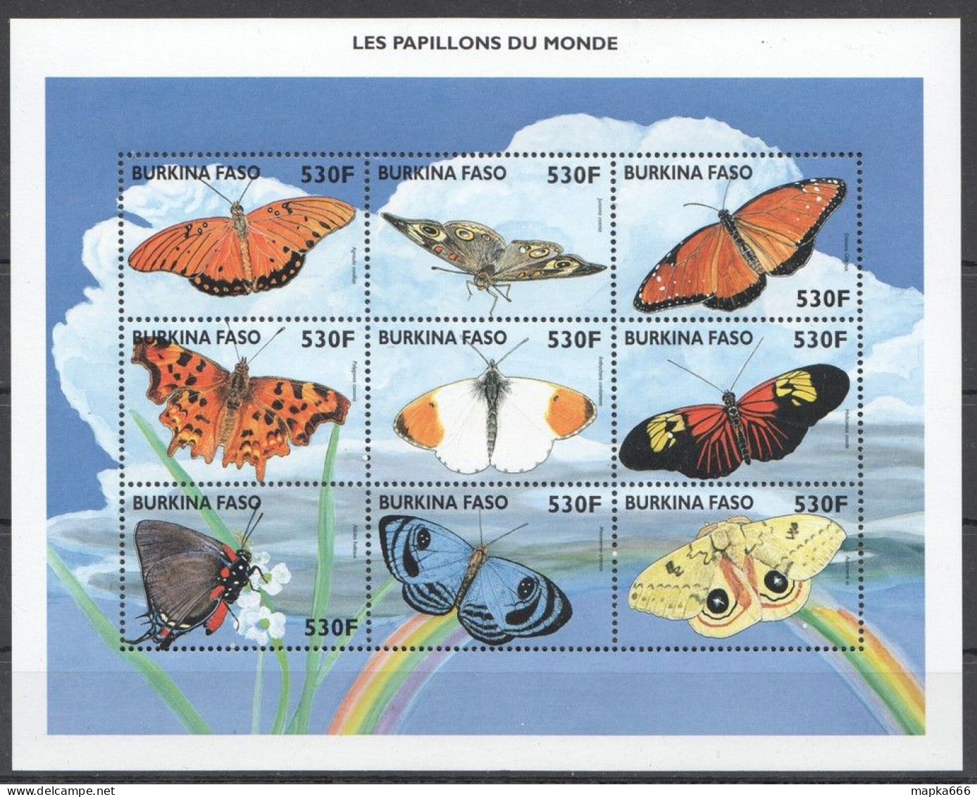 Nw0608+Pk279 Burkina Faso Fauna Butterflies Les Papillons Du Monde !!! 2Kb Mnh - Papillons