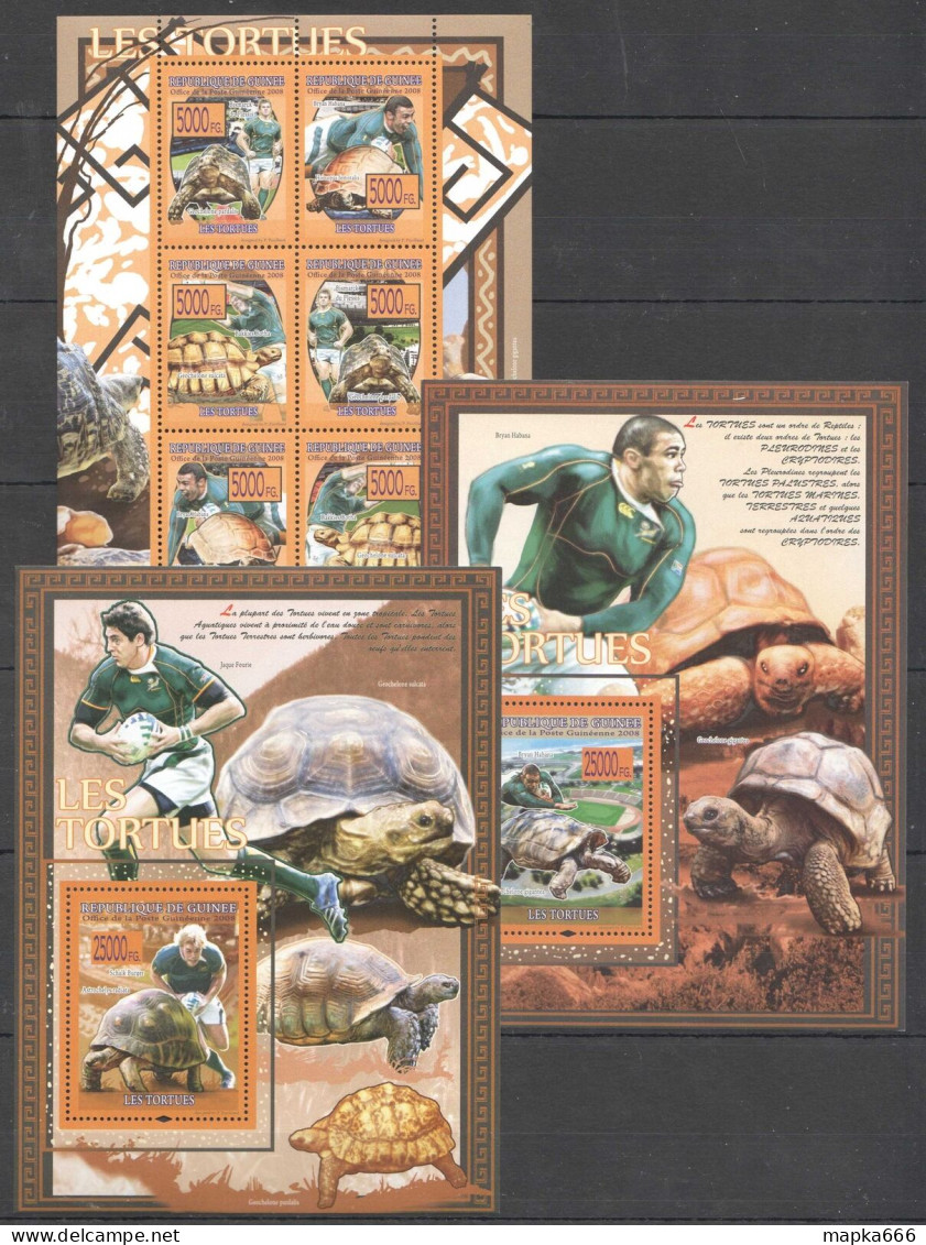 B1079 2008 Guinea Fauna Reptiles Turtles Les Tortues Rugby 1Kb+2Bl Mnh - Sonstige & Ohne Zuordnung