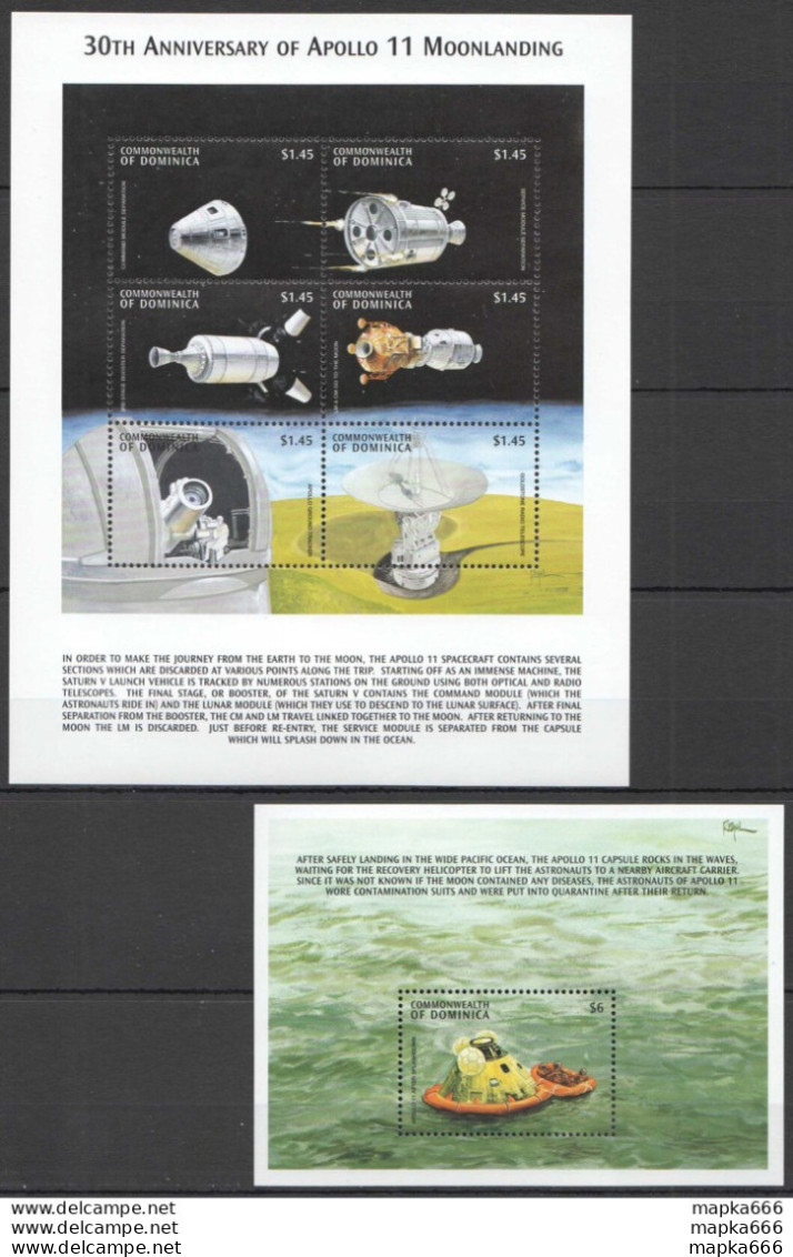 Ss0020 Dominica Space 30Th Anniversary Apollo 11 Moonlanding Kb+Bl Mnh - Sonstige & Ohne Zuordnung