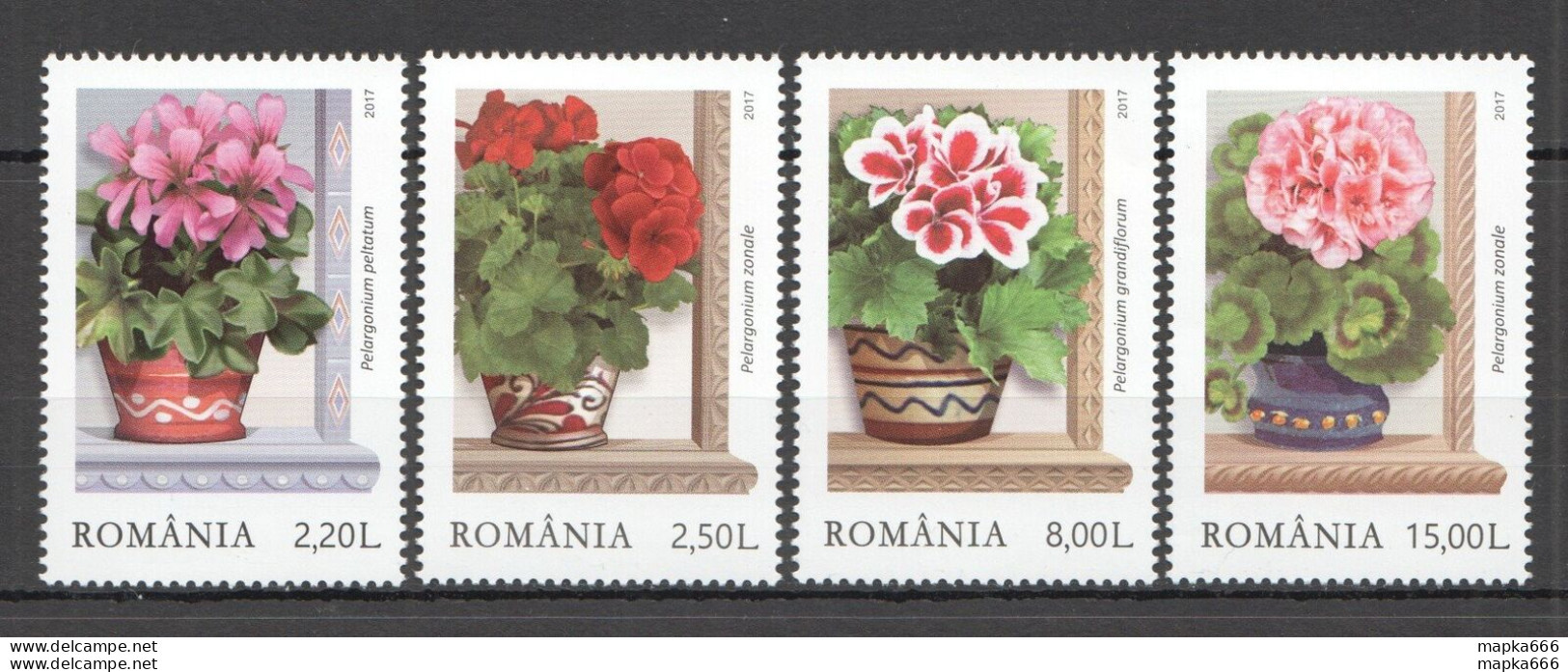 Rm235 2017 Romania Flora Flowers The Windows Smile Geraniums Set Mnh - Sonstige & Ohne Zuordnung
