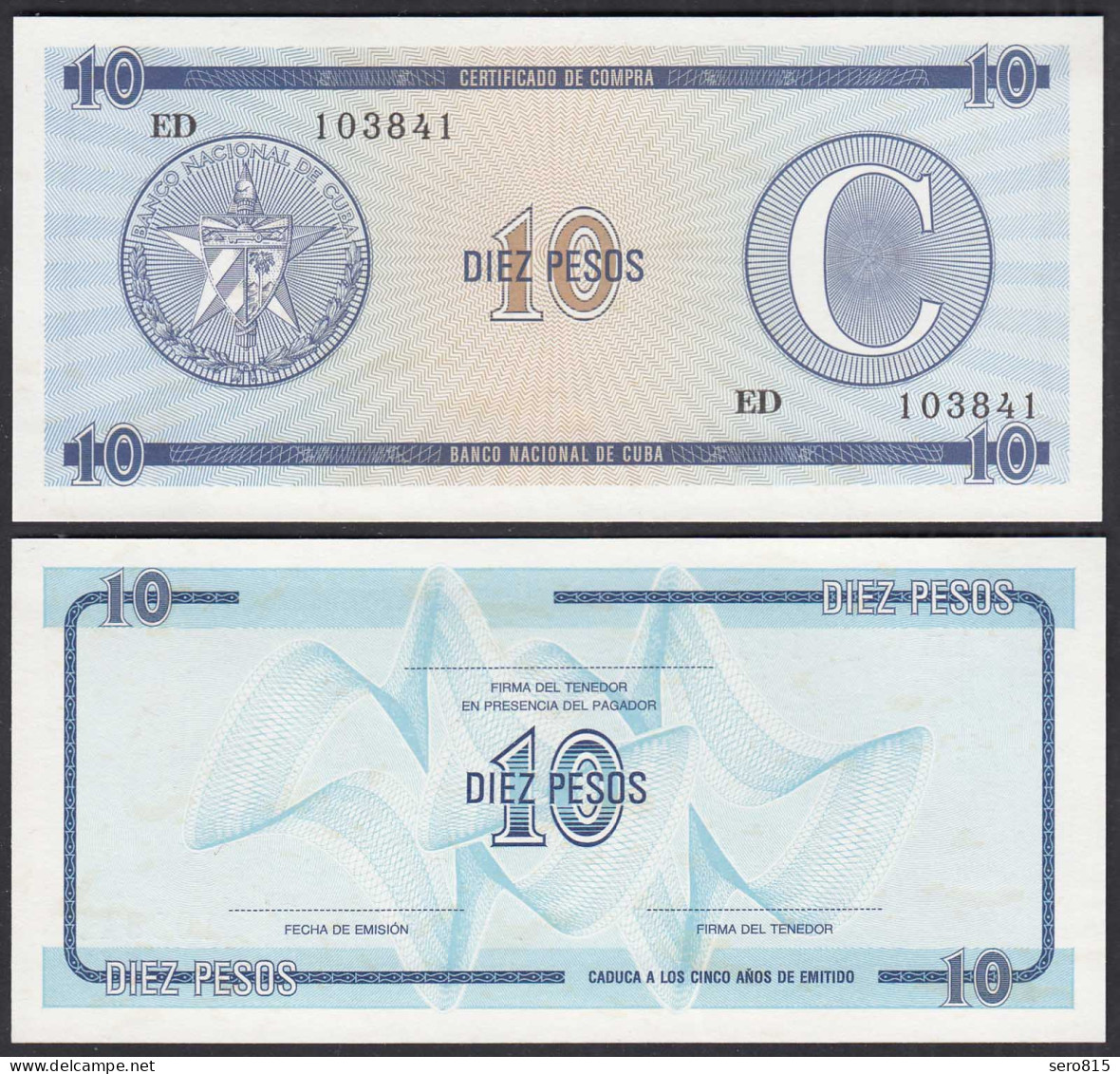 Kuba - Cuba 10 Peso Foreign Exchange Certificates 1985 Pick FX14 UNC (1)  (28792 - Altri – America