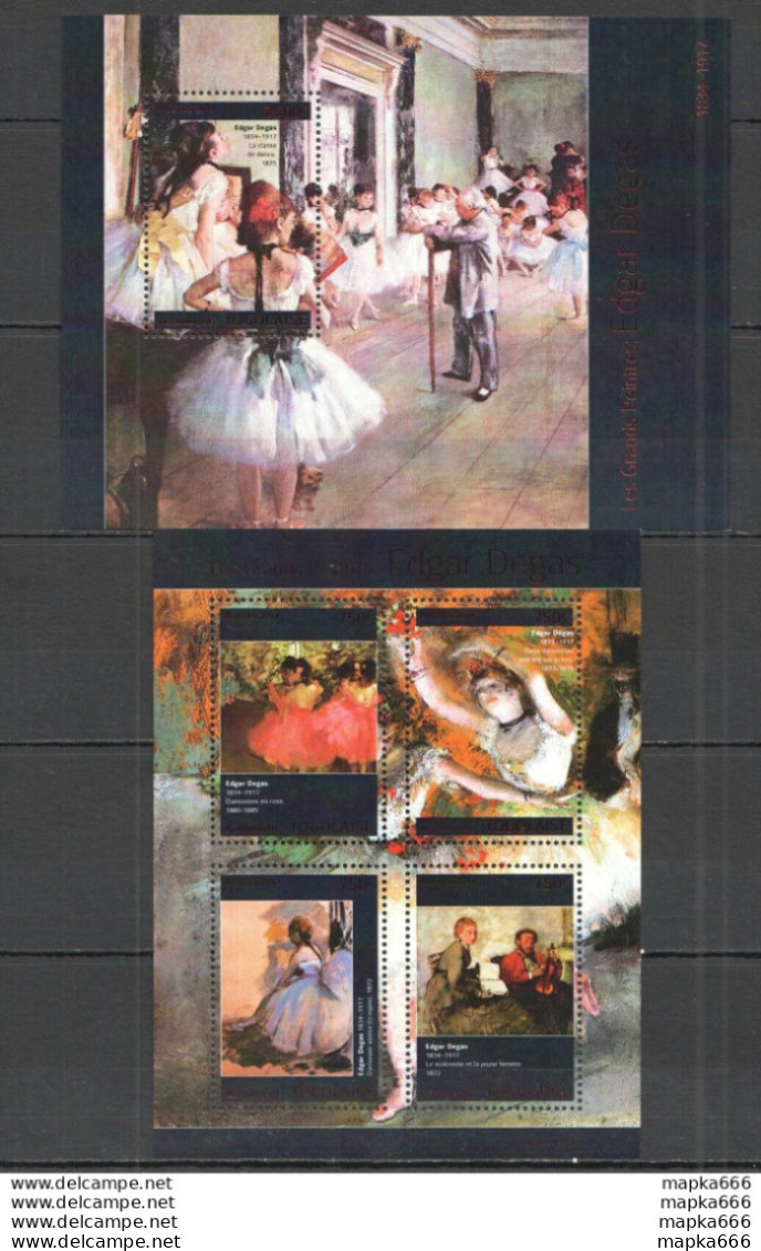 Tg454 2014 Togo Art Famous Paintings Edgar Degas Kb+Bl Mnh Red Text - Andere & Zonder Classificatie