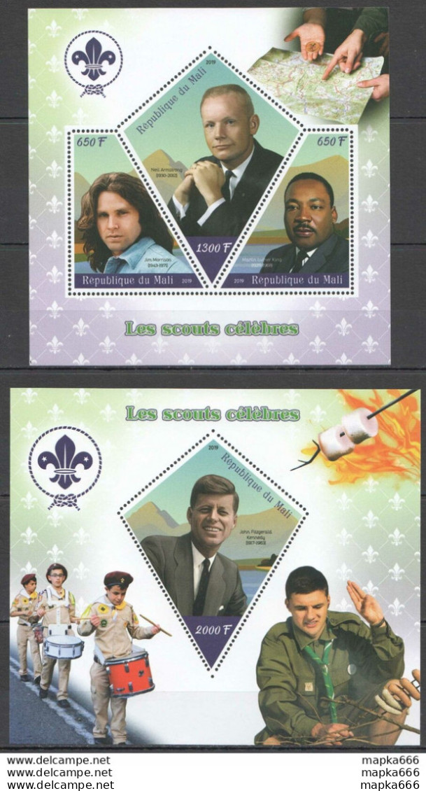 J153 2019 Famous Scouts Scouting Armstrong Kennedy Morrison 1Kb+1Bl Mnh - Neufs
