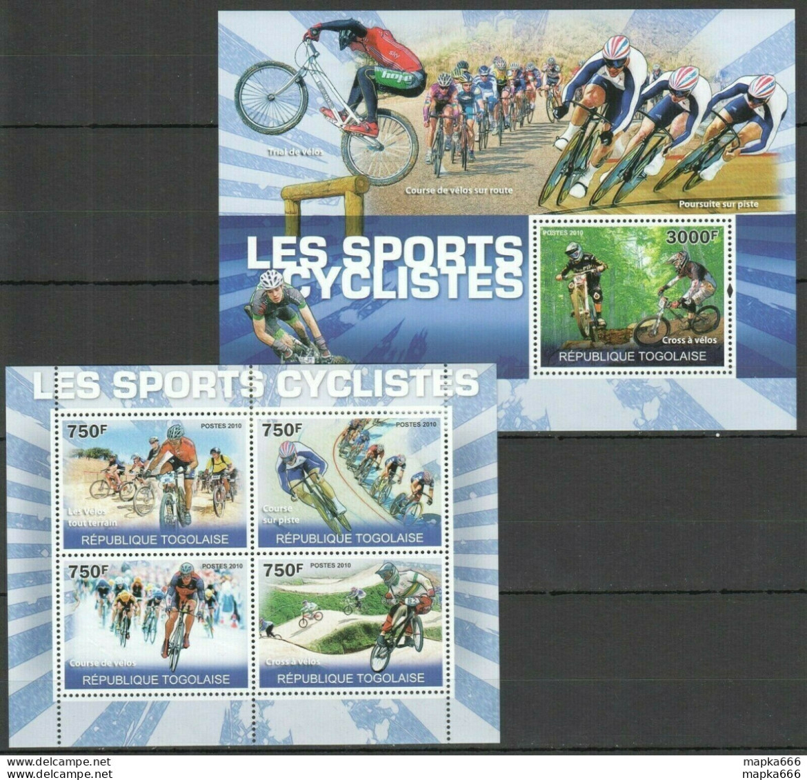 Tg1296 2010 Togo Sport Cycling Les Sports Cyclistes 1Kb+1Bl Mnh - Ciclismo