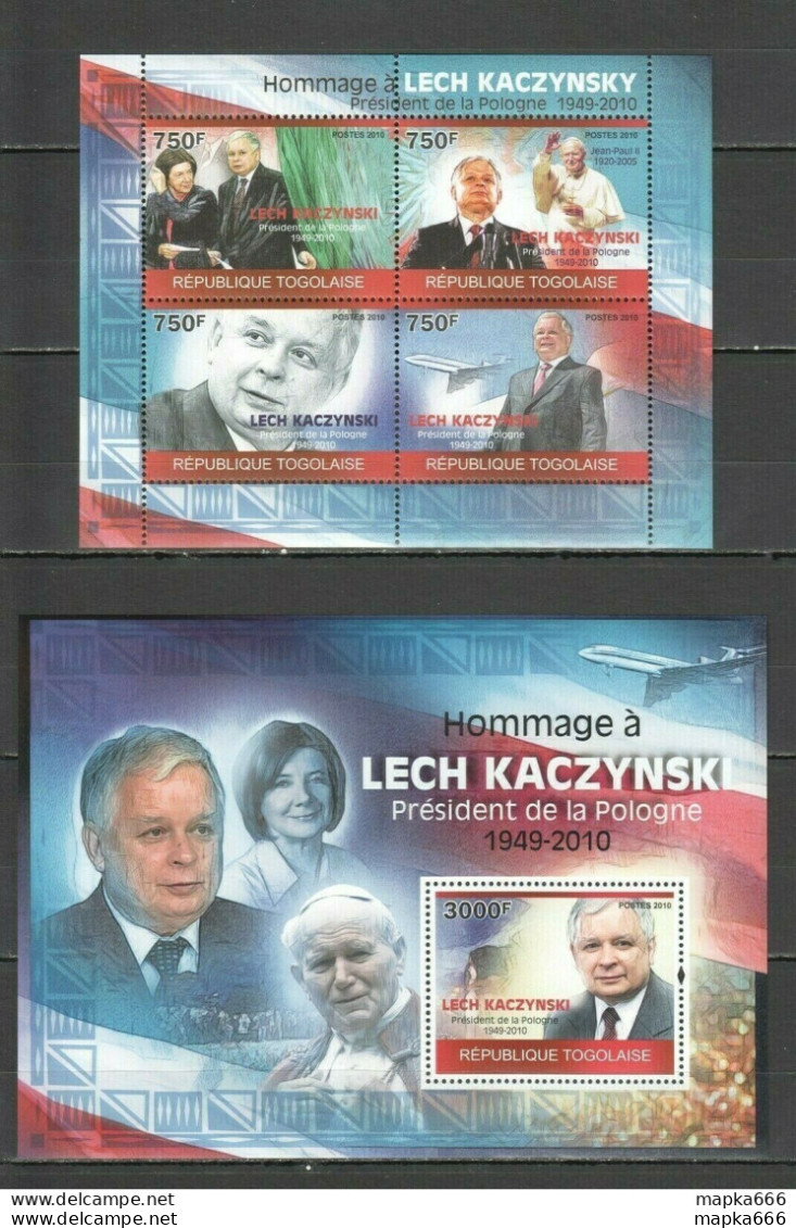 Tg1241 2010 Togo Famous People Leaders President Poland Lech Kaczynski Bl+Kb Mnh - Other & Unclassified