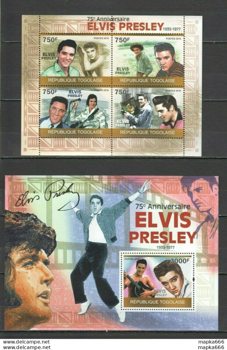 Tg1230 2010 Togo Famous People Music 75Th Anniversary Elvis Presley Bl+Kb Mnh - Autres & Non Classés