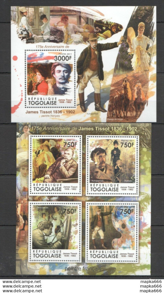 Tg1043 2011 Togo Art Great Painters 175Th Anniversary James Tissot Bl+Kb Mnh - Otros & Sin Clasificación