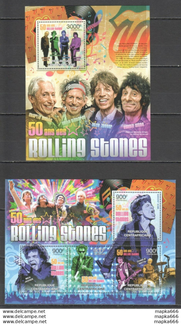 Ca806 2012 Central Africa Famous People Music Rolling Stones Bl+Kb Mnh - Muziek