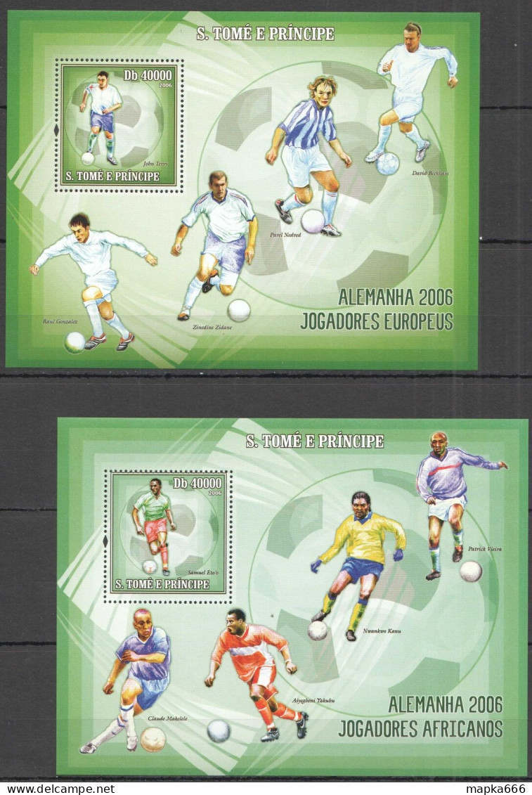 B1146 2006 Sao Tome & Principe Football World Cup Germany Zidane Beckham 2Bl Mnh - Sonstige & Ohne Zuordnung