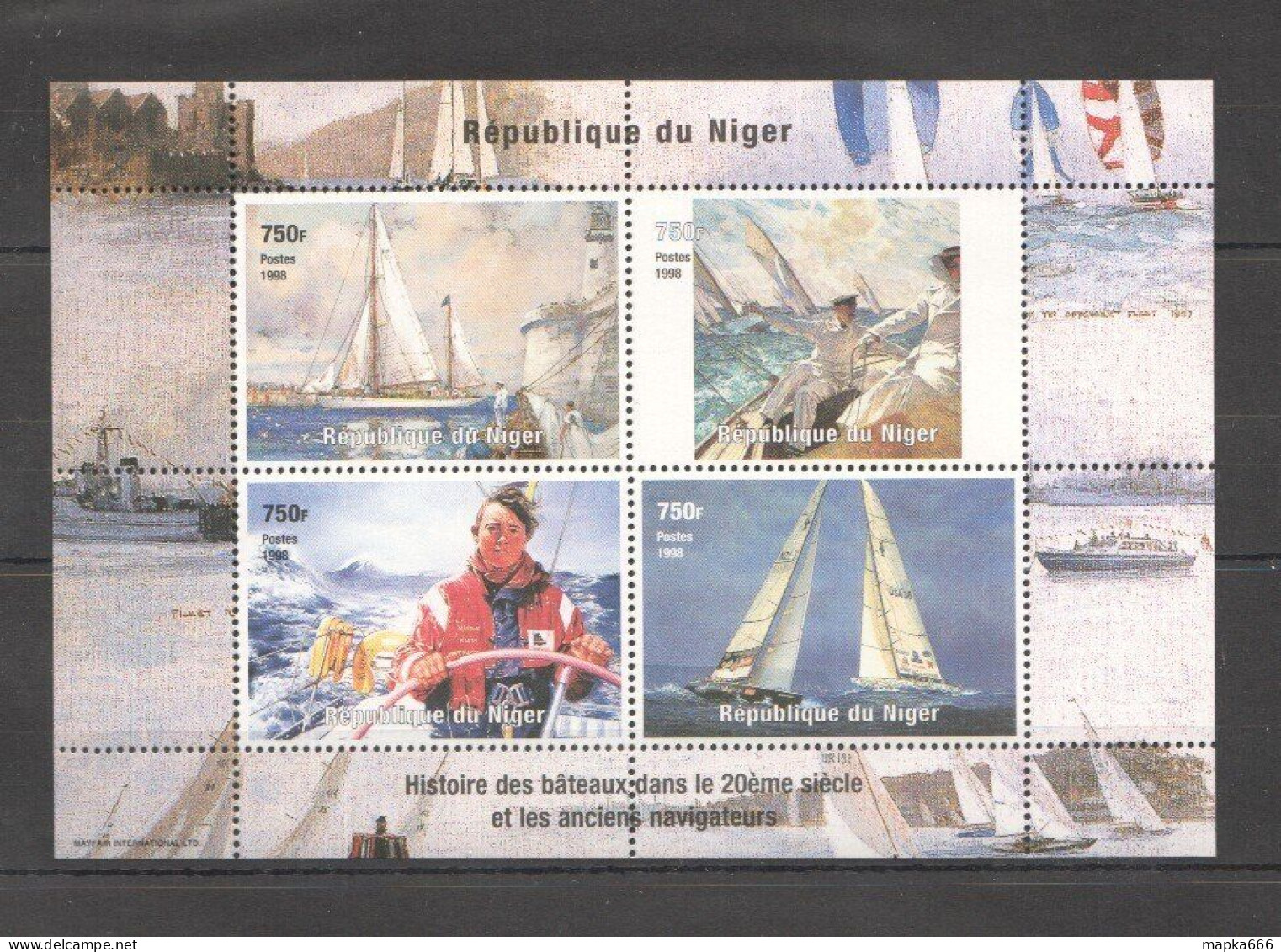 B1277 1998 Niger Transport History Of Sailing Ships & Boats Explorers Kb Mnh - Bateaux