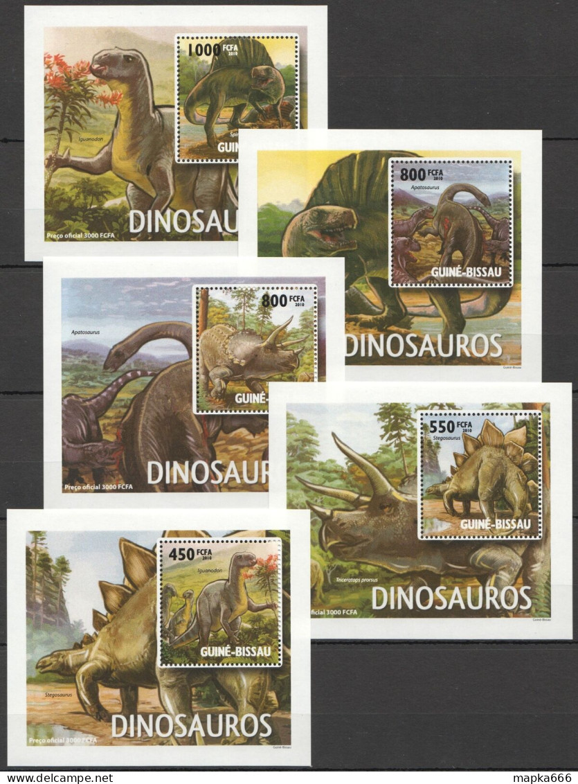B1359 2010 Guinea-Bissau Dinosaurs Prehistoric Animals 5 Lux Bl Mnh - Prehistorisch