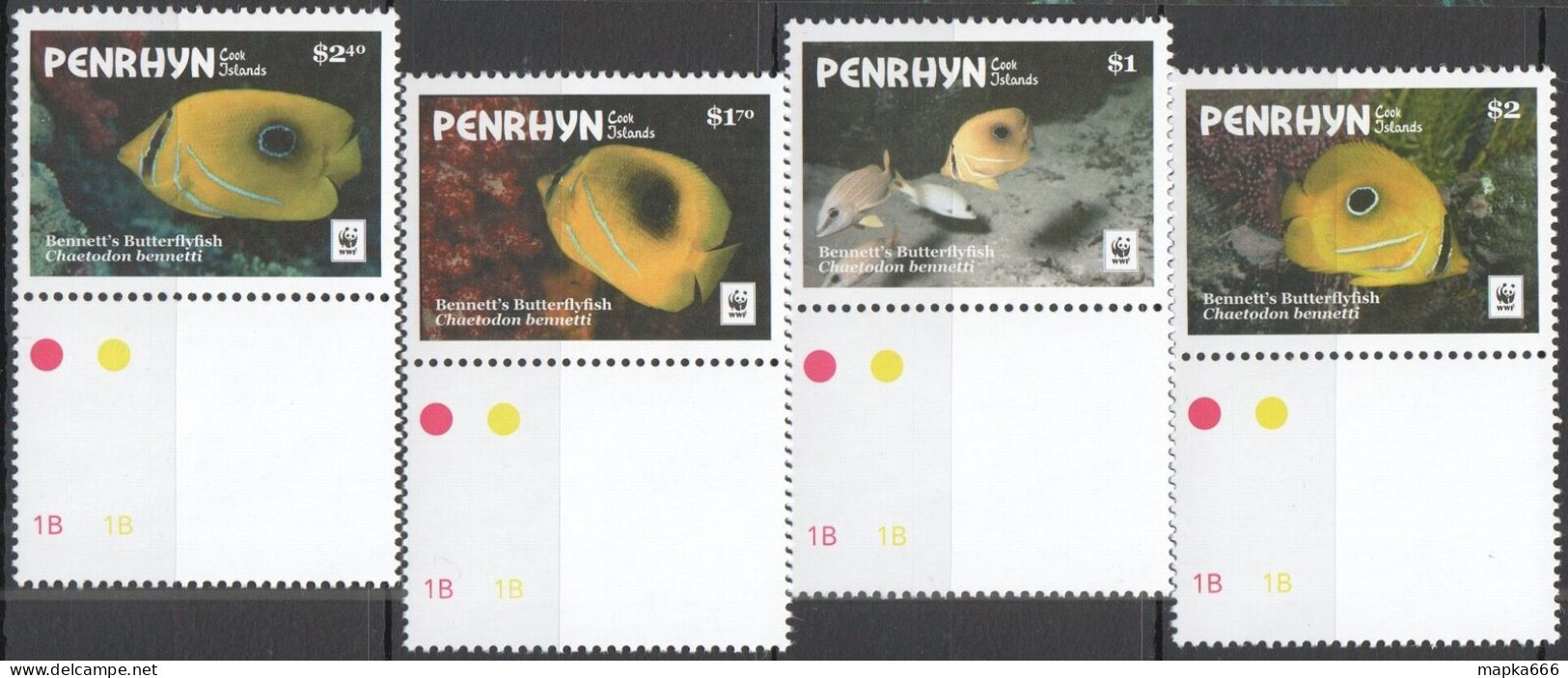 B1337 2017 Penrhyn Wwf Fauna Fish & Marine Life Bennett'S Butterflyfish 1Set Mnh - Meereswelt