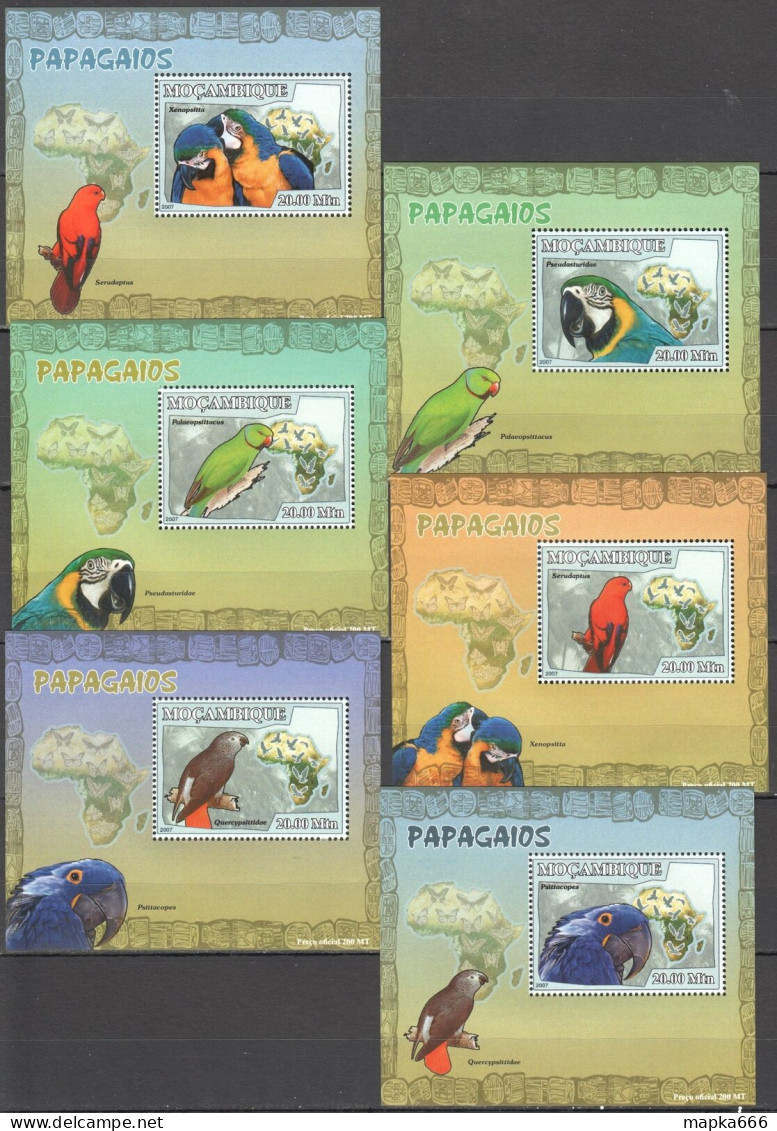 B1384 2007 Mozambique Fauna Birds Parrots 6 Lux Bl Mnh - Sonstige & Ohne Zuordnung