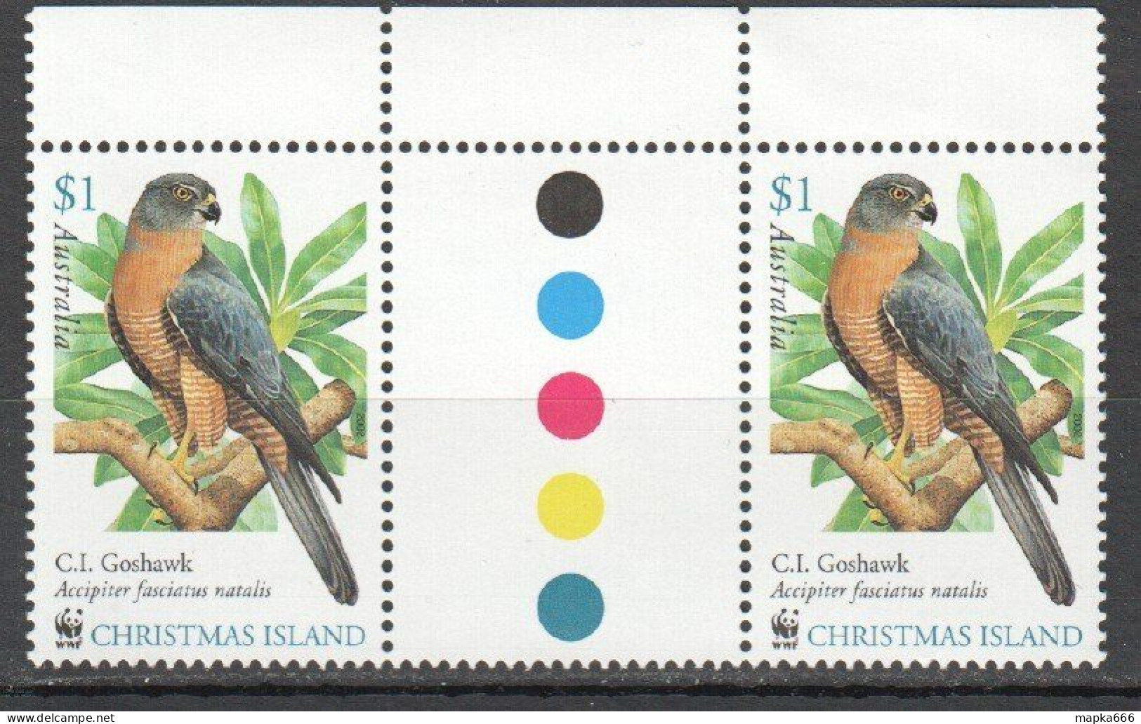 B1122 ! Gutter Pair Christmas Island Wwf Fauna Birds Of Prey Goshawks Mnh - Autres & Non Classés