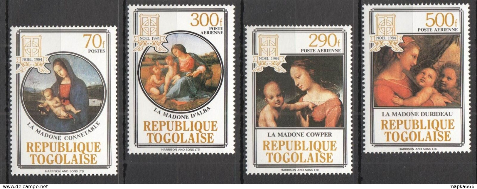 B1219 Togo Art Paintings Christmas 1984 #1802-05 Set Mnh - Other & Unclassified