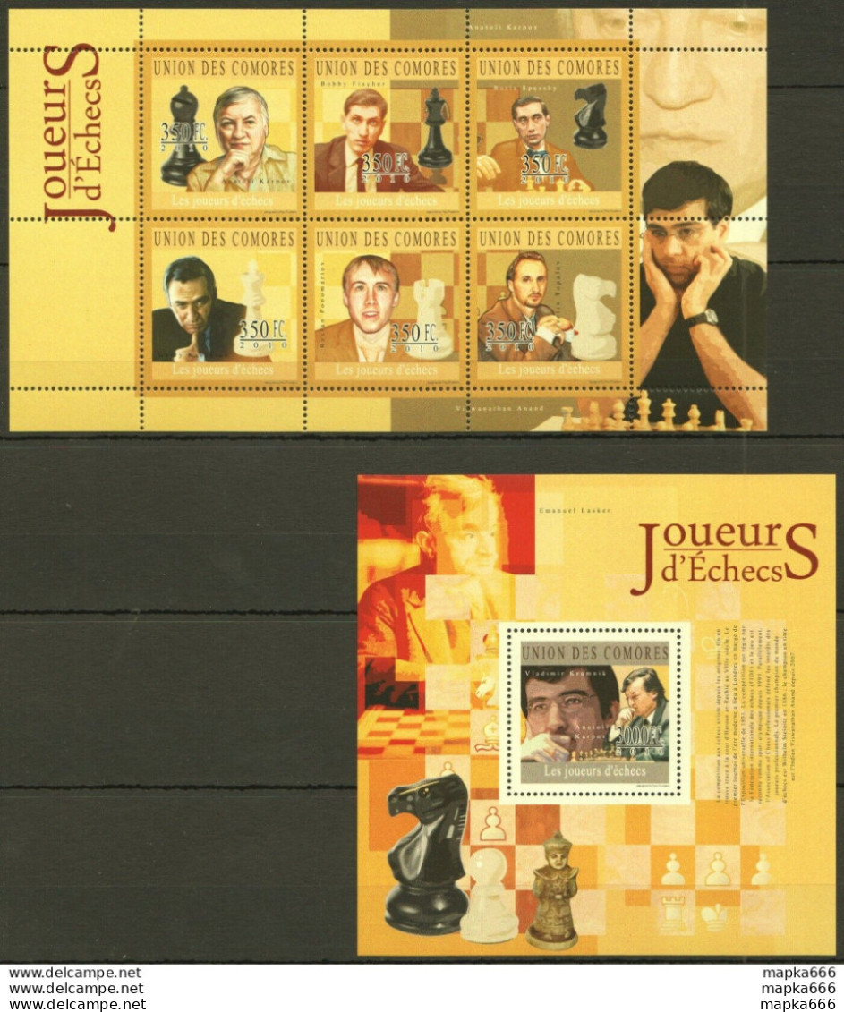 Uc151 2010 Comoros Famous People Sport Chess Bl+Kb Mnh - Chess