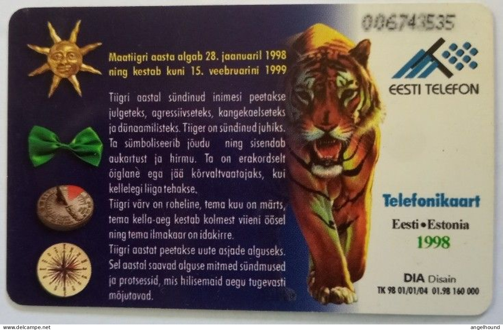 Estonia 50 Kr. Chip Card - Year Of The Toger - Estonia