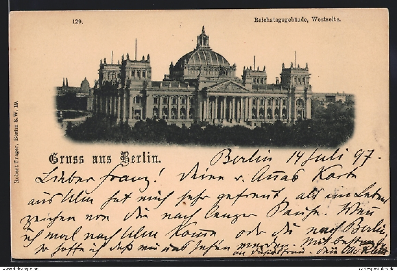 AK Berlin-Tiergarten, Westseite Des Reichstagsgebäude  - Dierentuin