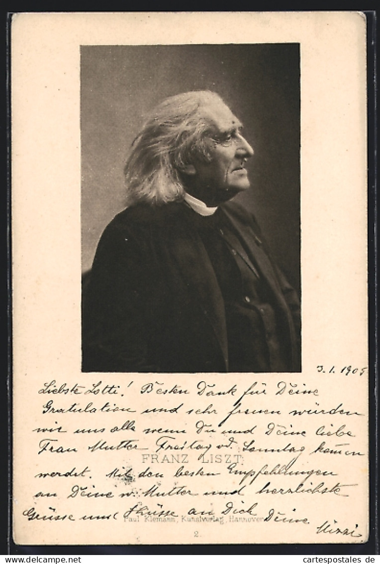 Künstler-AK Komponist Franz Liszt, Der Gealterte Komponist Seitlich Portraitiert  - Artistes