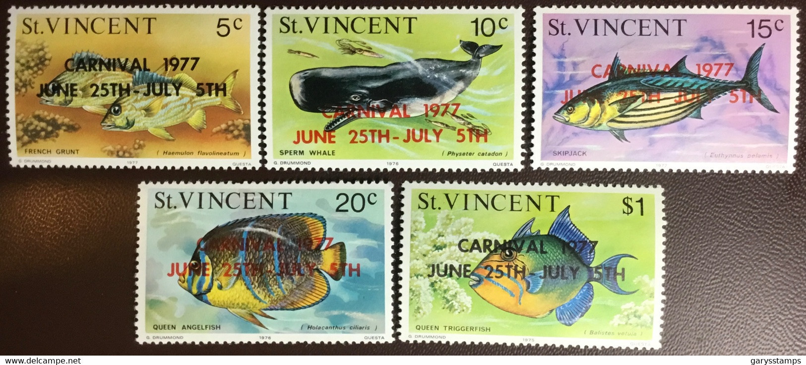 St Vincent 1977 Fish Carnival Overprint MNH - Poissons