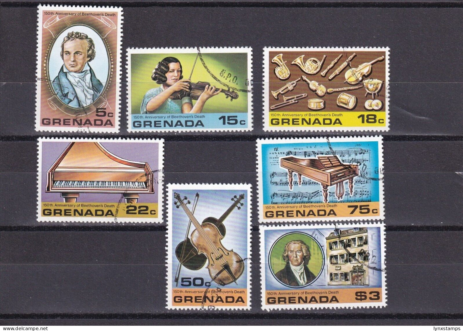 SA06a Grenada 1978 The 150th Anniversary Of The Death Of Beethoven Used Stamps - Grenade (1974-...)