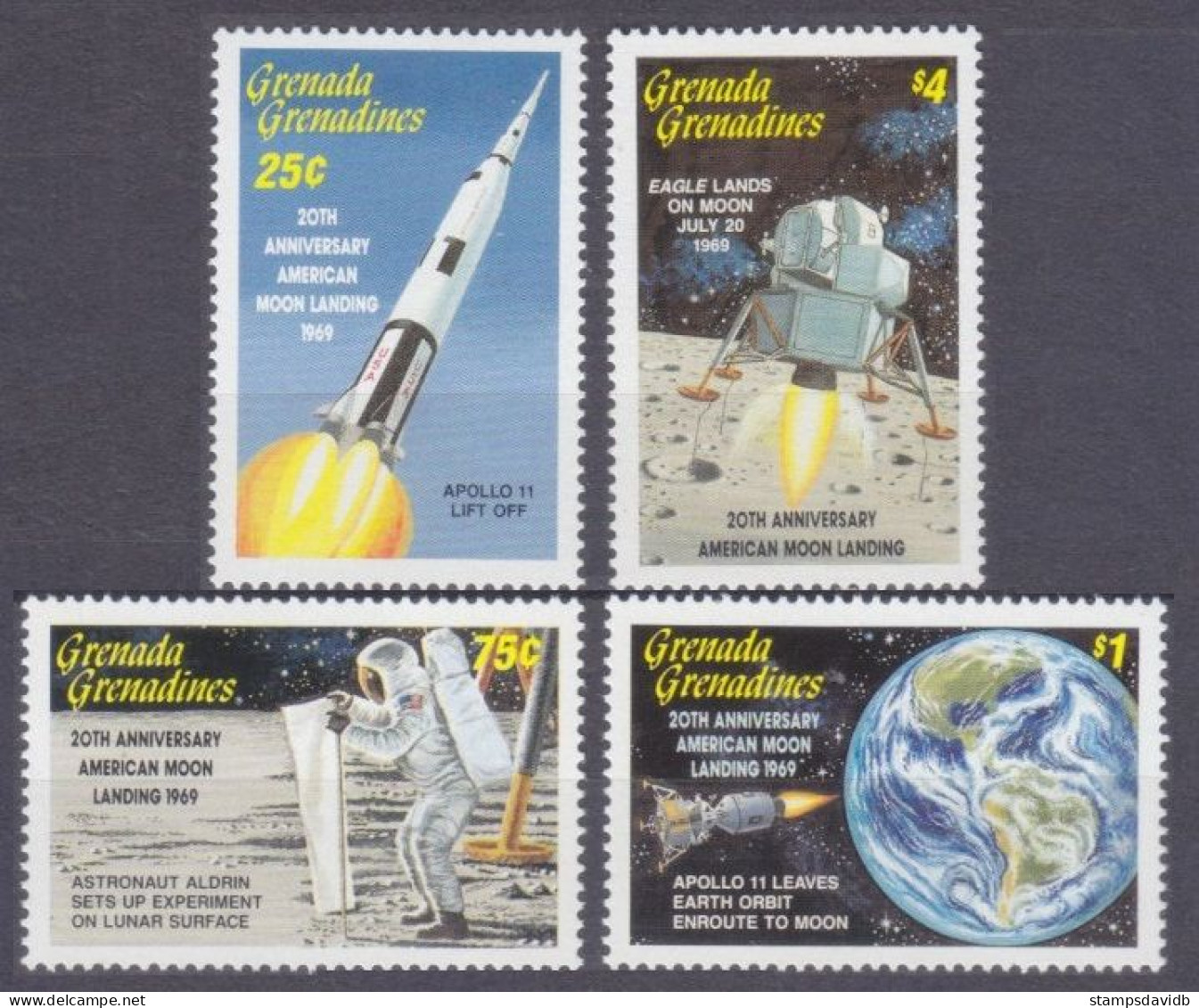 1989 Grenada Grenadines 1181,1184-1185,1188 20 Years Of Apollo 11 Moon Landing 6,60 € - Südamerika