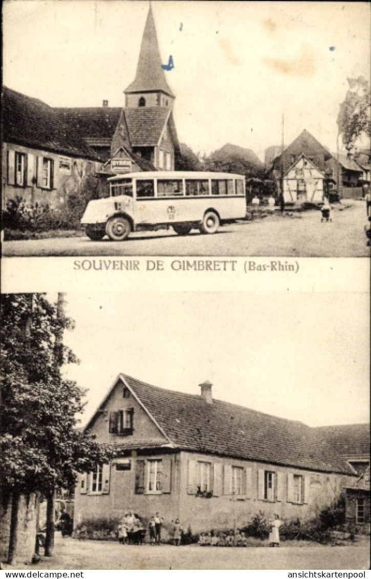 CPA Gimbrett Berstett Elsass Bas Rhin, Autobus, Wohnhaus - Sonstige & Ohne Zuordnung