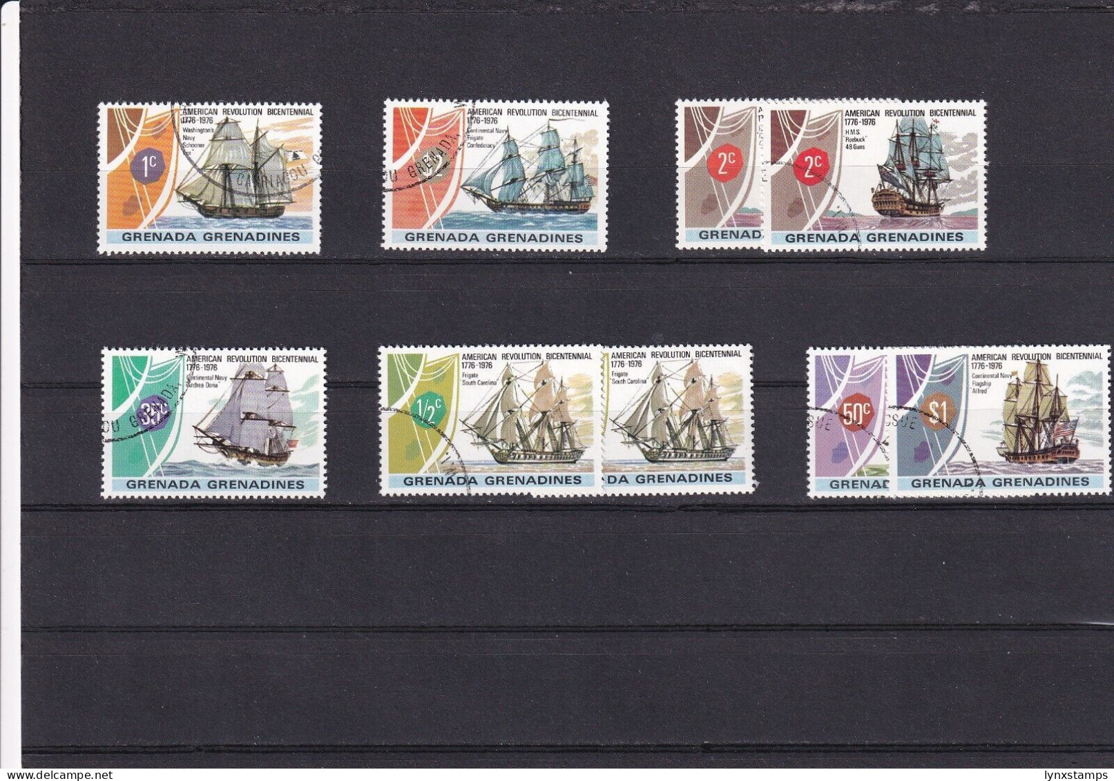 SA06a Grenada Grenadines 1976 200th Anniv American Revolution-Sails FDI Stamps - Grenada (1974-...)