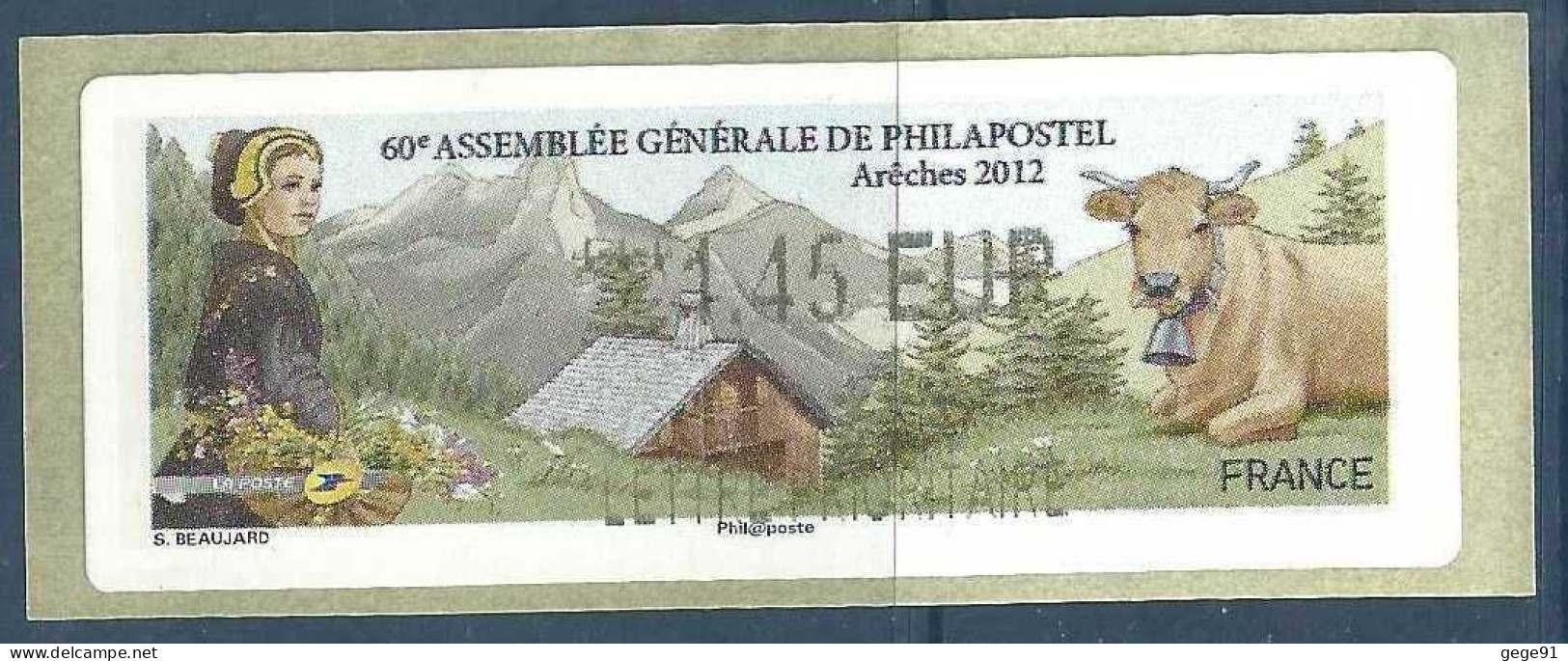 Vignette D'affranchissement - LISA - ATM - Arêches - Tenue Traditionnelle De Savoie - Vache - 2010-... Viñetas De Franqueo Illustradas