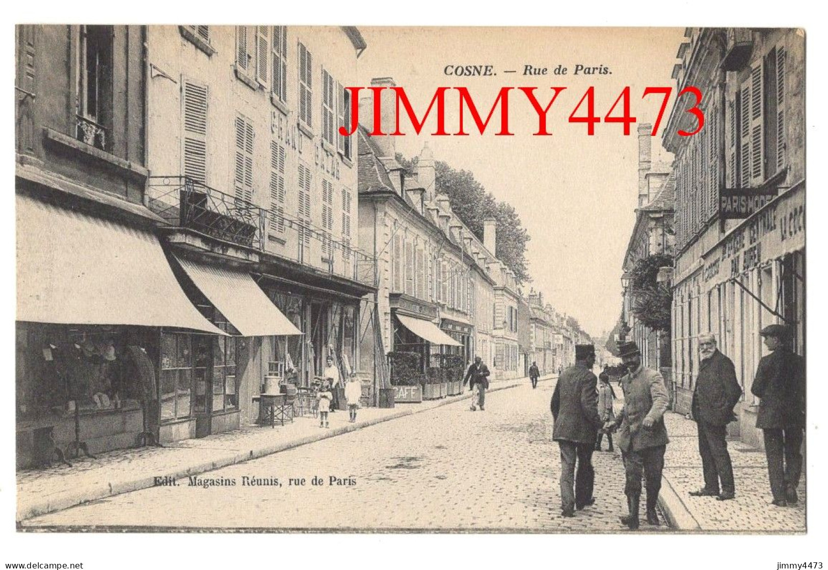 CPA - COSNE - Rue De Paris ( Rue Bien Animée ) Edit. Magasins Réunis, Rue De Paris - Phot. Boudinière Paris - Cosne Cours Sur Loire