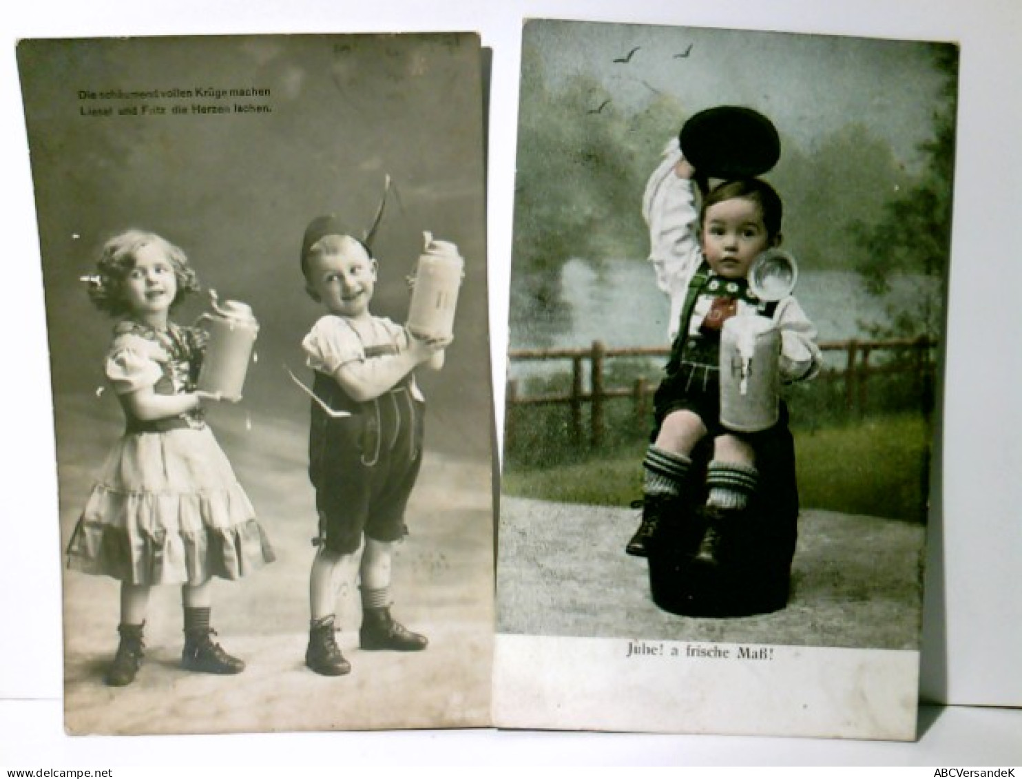 Nostalgie / Vintage. Kinder. Set. 2 X Alte Ansichtskarte / Postkarte S/w U. Farbig Gel. 1914 U. Als Feldpost 1 - Ohne Zuordnung