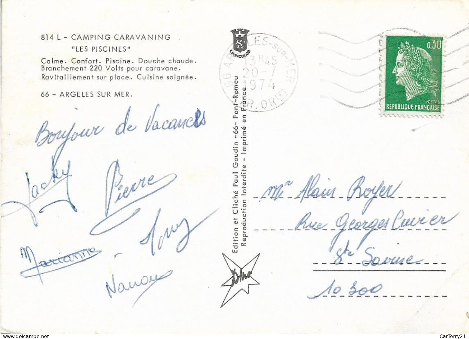 66. ARGELES SUR MER. CAMPING CARAVANING "LES PISCINES". 4 VUES. 1974. - Argeles Sur Mer