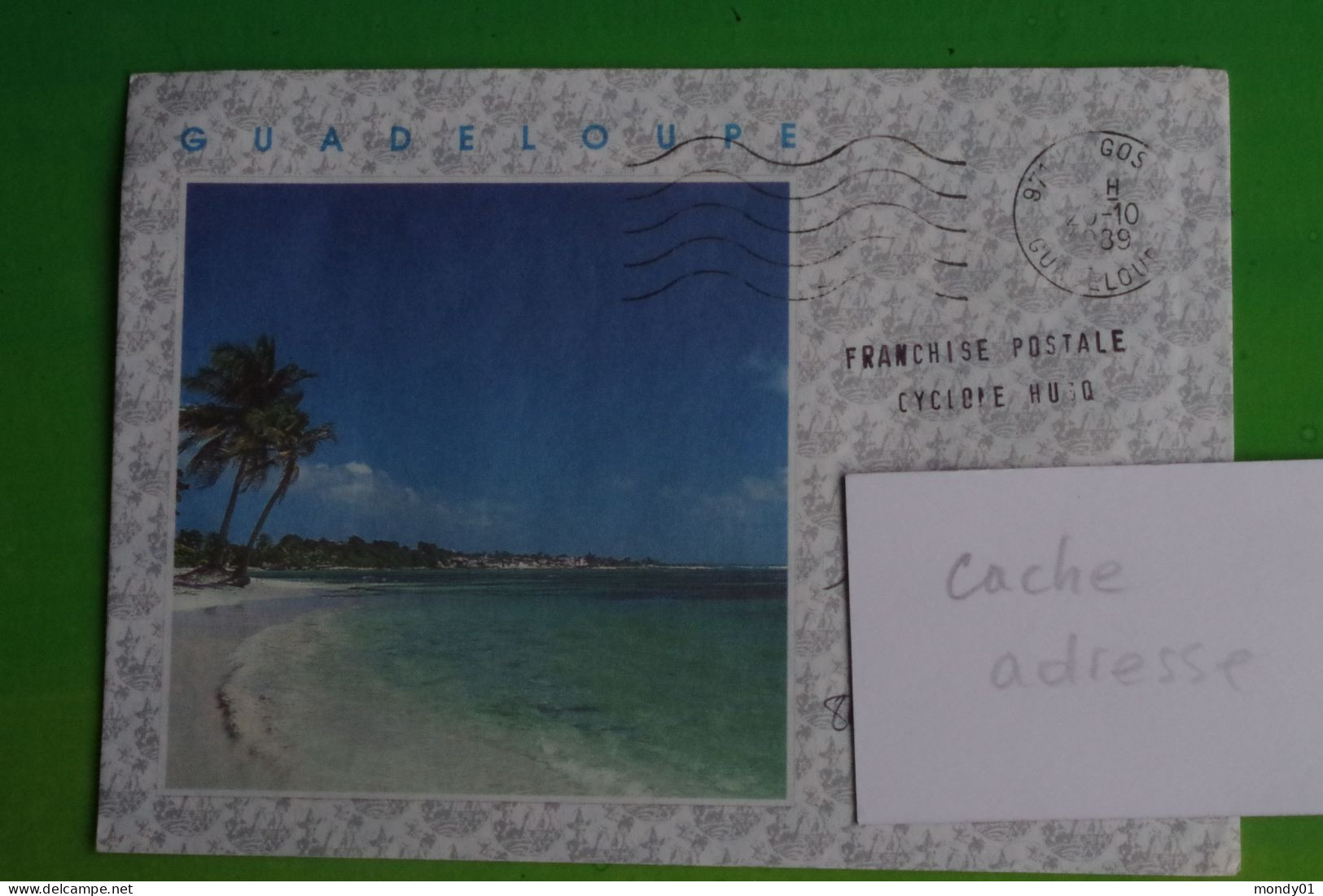 7-193 Curiosité Guadeloupe Franchise Postale Septembre Octobre 1989 Cyclone Hugo Climat Meteorologie Meteo - Klima & Meteorologie