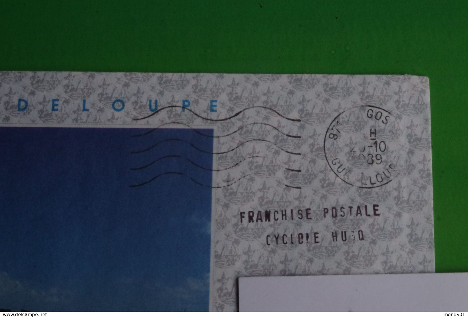 7-193 Curiosité Guadeloupe Franchise Postale Septembre Octobre 1989 Cyclone Hugo Climat Meteorologie Meteo - Klimaat & Meteorologie