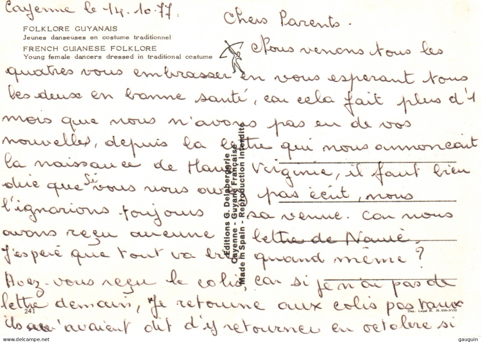 CPM - GUYANE - Folklore Guyanais Jeunes Danseuses En Costume Traditionnel - Edition G.Delabergerie - Other & Unclassified